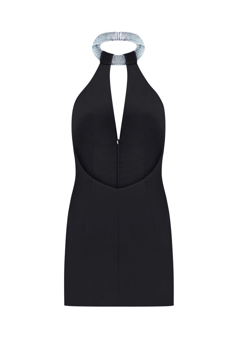 GAIA HALTERNECK CRYSTAL EMBELLISHED MINI DRESS - CULT MIA