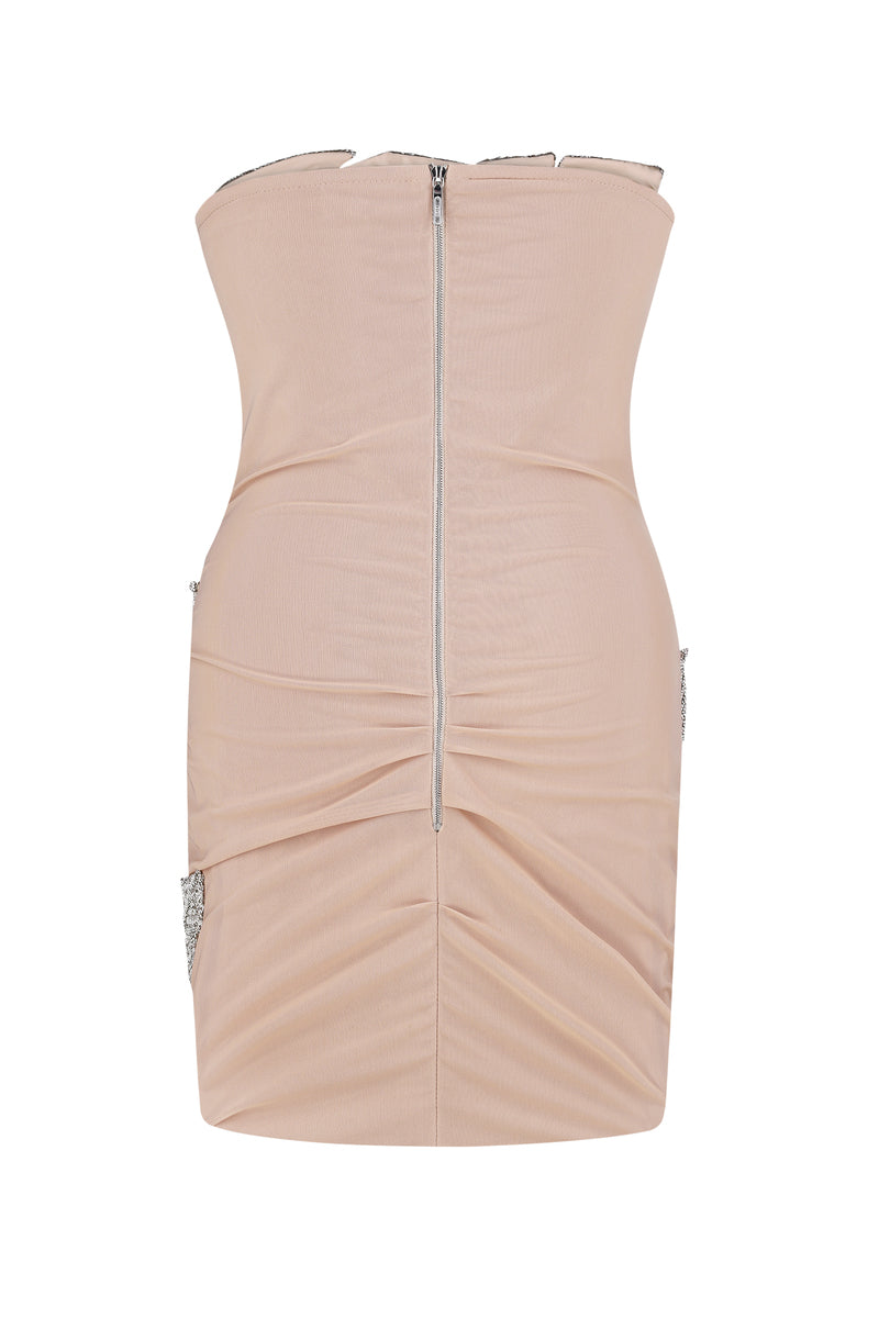 GUSTAVIA HANDMADE CRTYSTAL LEAF MINI DRESS - CULT MIA