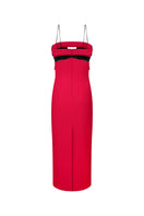 Nué Paloma midi dress displayed on a hanger, showcasing its elegant fabric and stylish design.