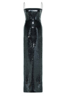Nué Bare Black Sequin Gown with elegant fitted silhouette and sparkling sequin details, perfect for formal occasions.