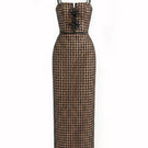 Structured corset maxi dress by Happy Clothing, featuring a fitted bodice and flowing skirt, perfect for elegant occasions.