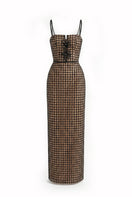 Structured corset maxi dress by Happy Clothing, featuring a fitted bodice and flowing skirt, perfect for elegant occasions.
