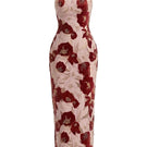 Elegant rose petal couture column gown by Happy Clothing, featuring flowing fabric and intricate design, perfect for formal occasions.