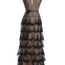 Dark Romance sheer layered maxi gown by Happy Clothing, flowing fabric with elegant, layered design perfect for formal occasions.