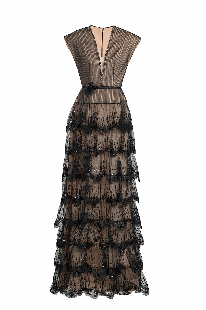 DARK ROMANCE SHEER LAYERED MAXI DRESS | CULT MIA