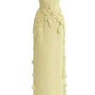 Yellow 3D petal maxi gown by Happy Clothing featuring a flowing design and elegant silhouette, perfect for special occasions.