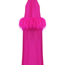 Nué ANAÏS gown displayed on a hanger, featuring flowing fabric and elegant design, perfect for formal occasions.