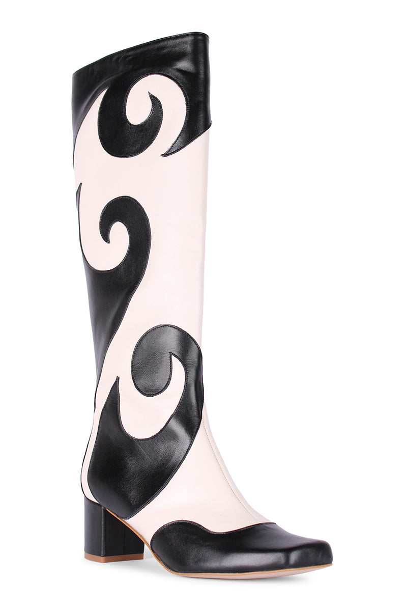 Terry de Havilland Val Waves Boots showing stylish ankle boots with wave-inspired design in black leather.