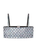 Nué Charlotte Polka-Dot Crystal Top featuring a stylish polka-dot pattern and elegant crystal accents on a chic blouse.