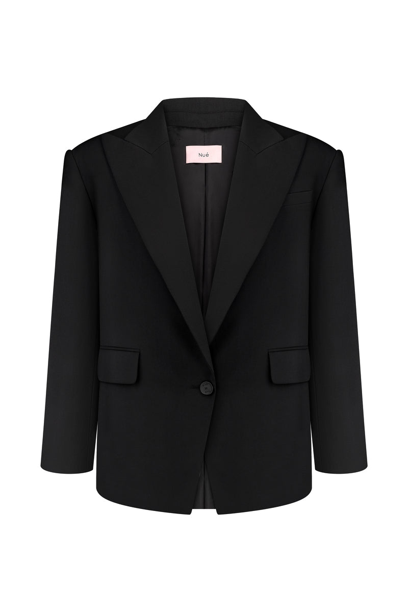Nué Martine blazer in black, stylish tailored jacket with a sleek fit, perfect for professional or casual wear.