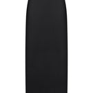 Nué Harlow black midi skirt displayed flat, showcasing its sleek fabric and classic midi length.
