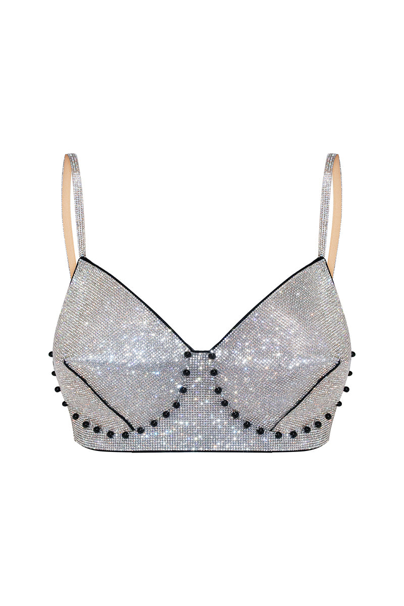 Nué Elle Bullet Bra in Crystal featuring delicate lace details and a classic silhouette, designed for elegant everyday wear.