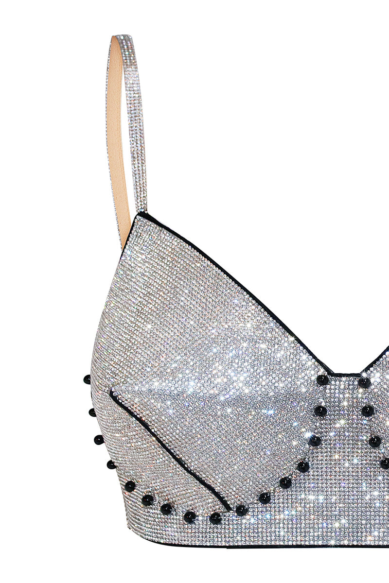 Nué ELLE Bullet Bra in Crystal with delicate lace details, showcasing a stylish and elegant lingerie piece.