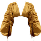Andrea Iyamah INDA crop top in bright gold, stylish sleeveless blouse with a fitted design and vibrant metallic finish.