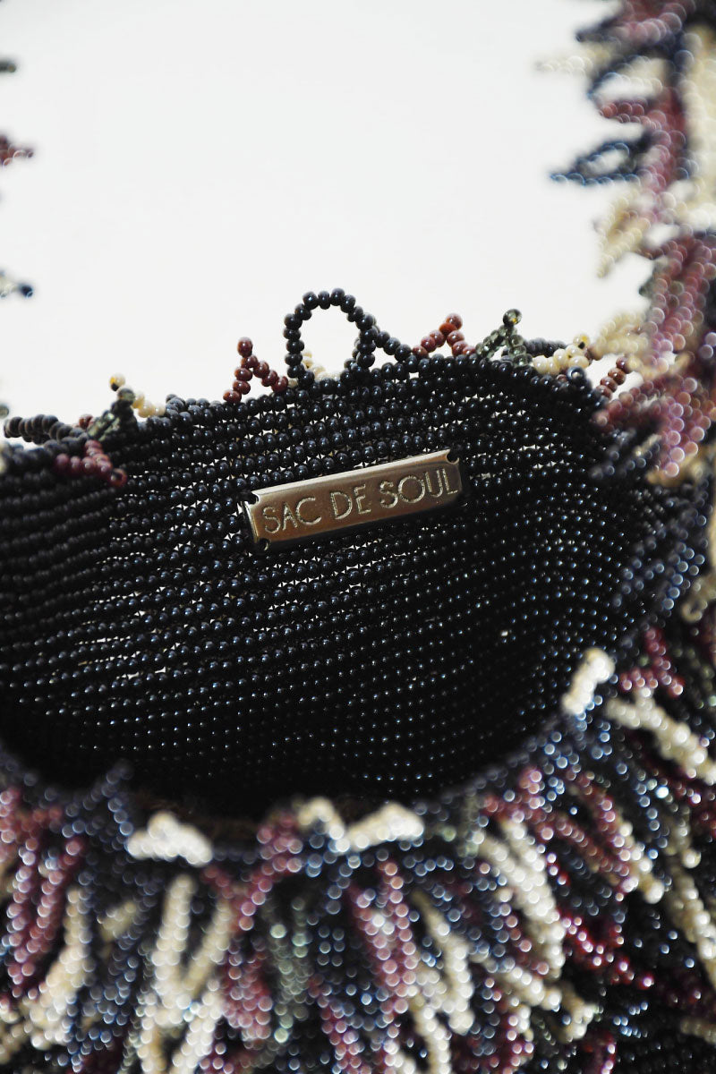 NINA BAG IN GUNPOWDER BLACK GARNET AND CREAM - CULT MIA