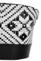 Maz Manuela Álvarez INTRECCIATTO top in ivory and black leather, showcasing woven design and stylish fit.