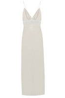 Bocan Couture Isabella cupro nightgown displayed on a hanger, featuring a soft, elegant design with delicate fabric details.