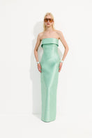 URBAN MUSE Isolde gown in mint color, elegant maxi dress with flowing fabric and sleeveless design, perfect for formal occasions.
