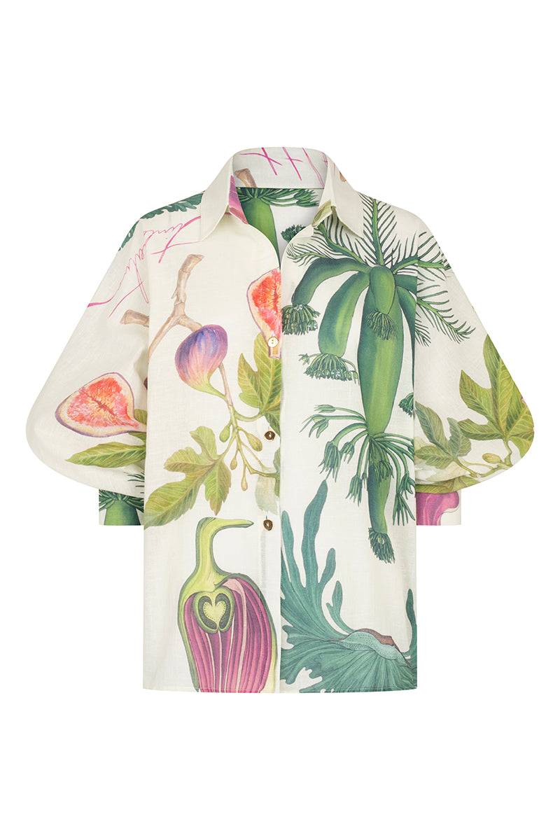 Ivory linen floral blouse by Tinta Latina, featuring a relaxed fit with floral patterns and lightweight fabric for casual wear.