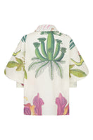 Ivory linen floral blouse by Tinta Latina, lightweight shirt with delicate floral patterns and relaxed fit.