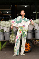 Ivory linen floral blouse by Tinta Latina, featuring lightweight fabric and delicate floral pattern, casual and elegant shirt.