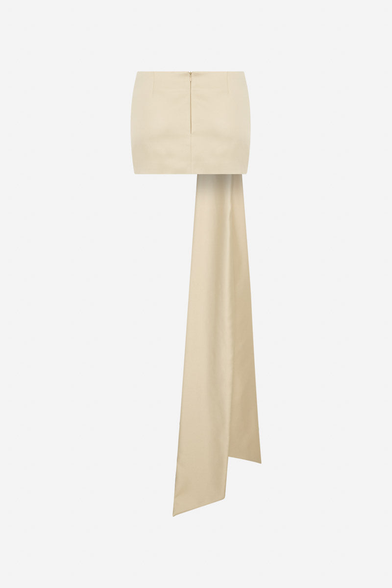 TIE FRONT MINI SKIRT IN BEIGE - CULT MIA