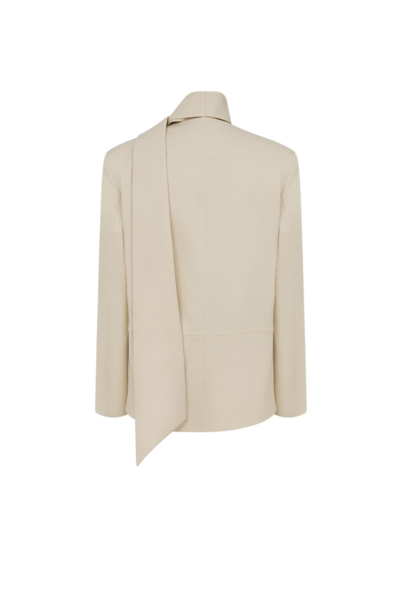 Back view of ILA ANNY blazer in seashell ecru, tailored blazer with structured fit and classic lapel details.