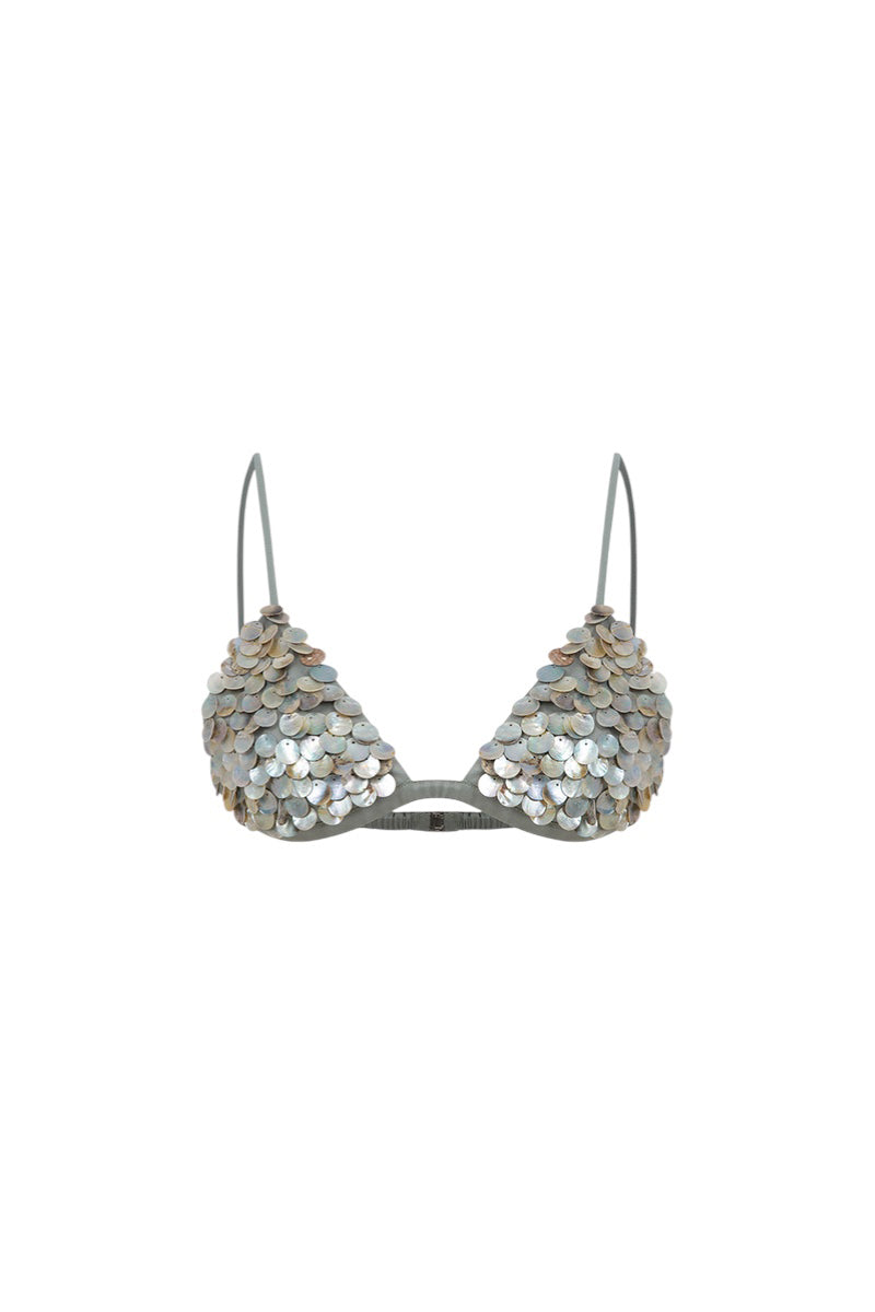 Sienna Sage Green bra top by ILA, front view showing soft fabric, supportive design, and stylish strap details.