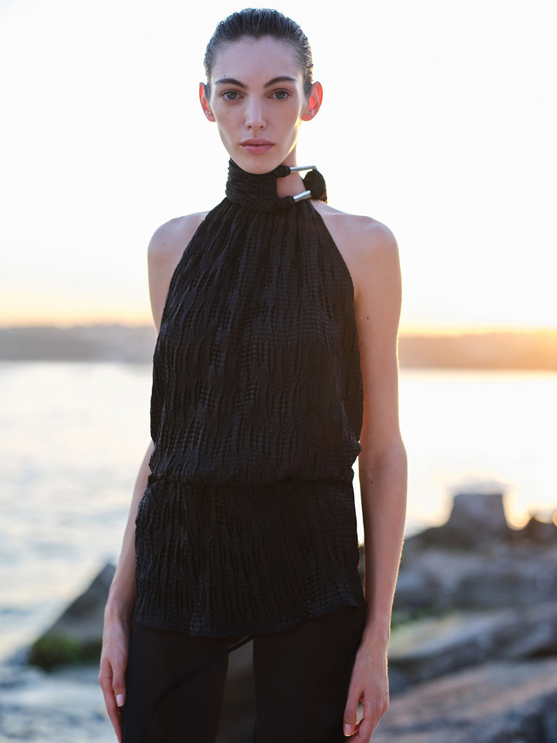 Black Joyce mini dress by ILA, featuring a stylish and fitted design, perfect for casual or evening wear.