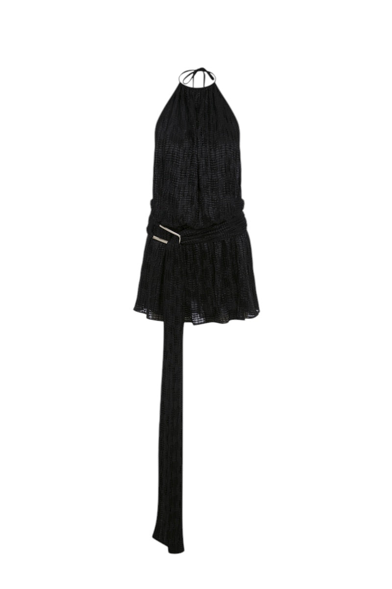 Black Joyce mini dress by ILA, front view showing fitted silhouette and stylish design, perfect for casual or evening wear.