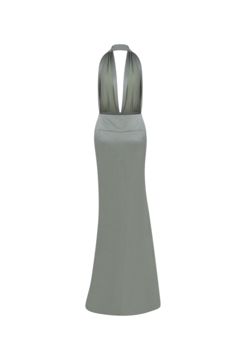 Back view of ILA Tyra maxi dress in Sage Blush, featuring flowing fabric and elegant design for a stylish look.