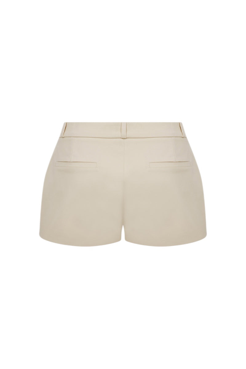 Back view of ILA Lou Shorts in Seashell Ecru, featuring lightweight fabric and relaxed fit ideal for casual wear.