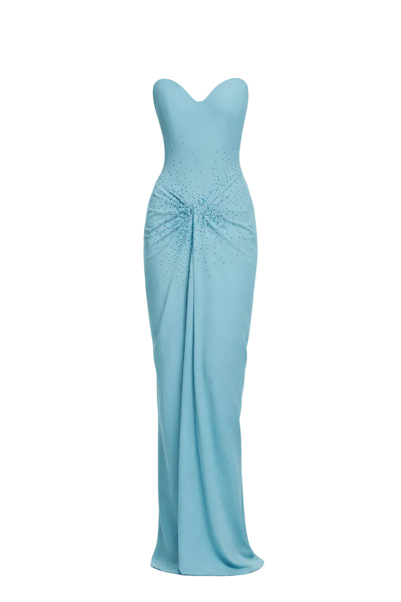 IRVINA EMBELLISHED DRESS IN AQUA BLUE