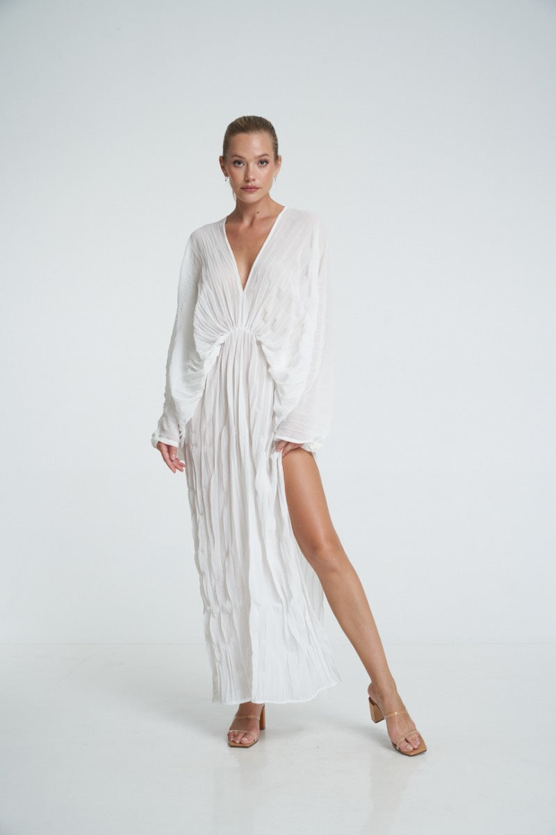 DE LUXE GOWN IN BLANC CREPE - CULT MIA