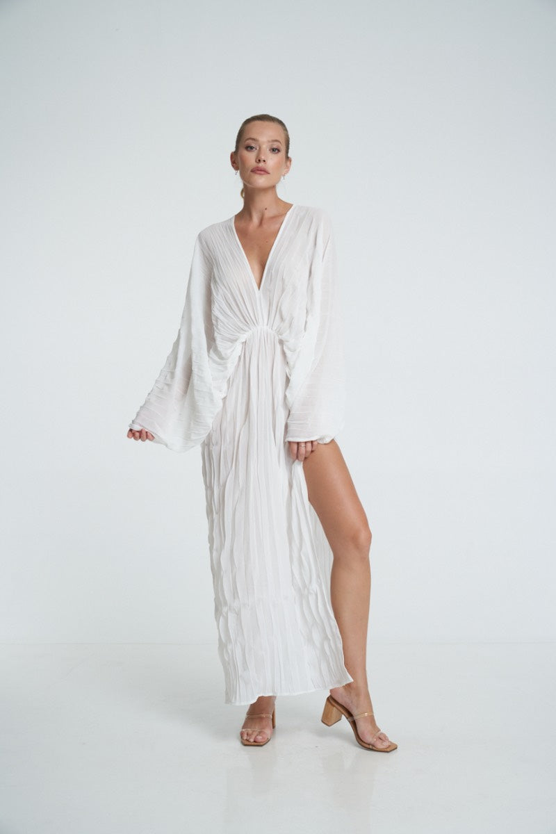 DE LUXE GOWN IN BLANC CREPE - CULT MIA