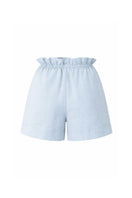 Light blue ANA + MARIA ILLA shorts displayed on a mannequin, showcasing casual fit and stylish design.