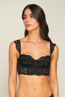 Black vintage wired bustier bra by Ellipse Lingerie with lace details and structured cups, designed for support and elegance.