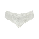 White Ellipse Lingerie vintage cheeky panty, soft fabric, and comfortable fit, shown on a model.