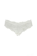 White Ellipse Lingerie vintage cheeky panty, soft fabric, and comfortable fit, shown on a model.