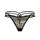 Black Ellipse Boreal String Lace Thong underwear with delicate lace details from Ellipse Lingerie.