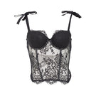 Black Ellipse Lingerie sexy corset top with lace details, designed to enhance and shape the waist and bust.