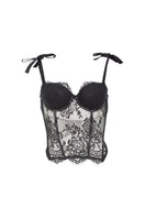 Black Ellipse Lingerie sexy corset top with lace details, designed to enhance and shape the waist and bust.