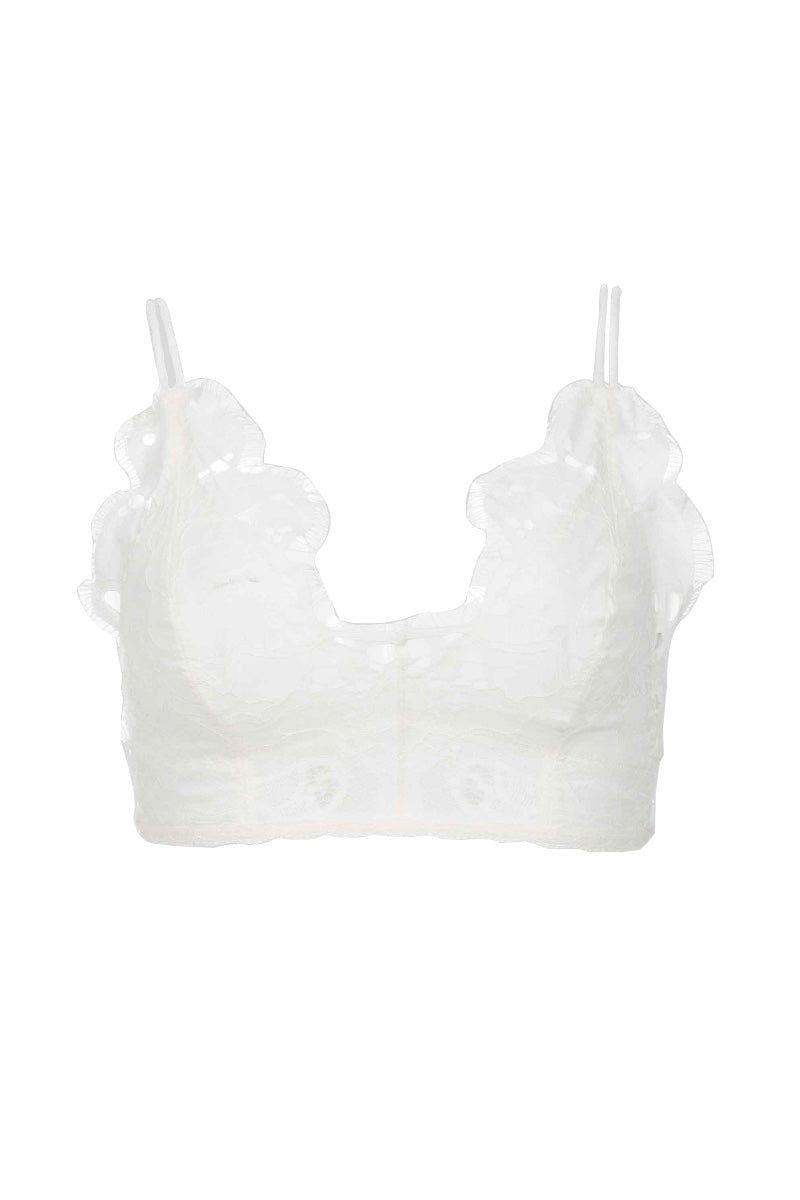 White Ellipse Lingerie cotton lace wireless bralette with delicate lace details and soft fabric, perfect for comfortable everyday wear.