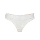 White cotton lace thong from Ellipse Lingerie, showcasing delicate lace detail and comfortable fit for women's underwear.