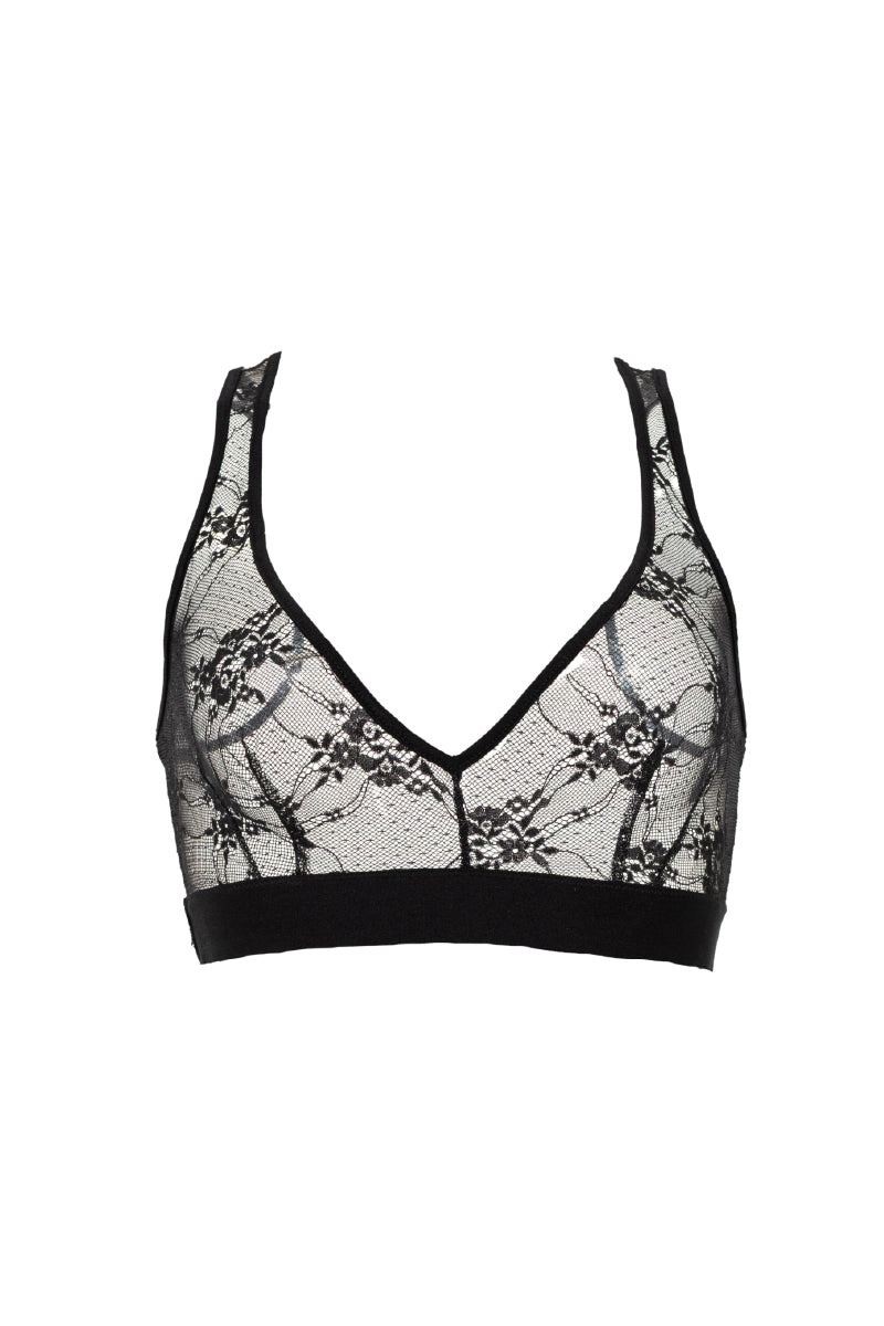 Black Ellipse New Classics bralette from Ellipse Lingerie, showcasing soft fabric and delicate design on a seamless background.
