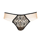 Black Ellipse Whispers thong underwear from Ellipse Lingerie, showcasing smooth fabric and delicate design on a neutral background.