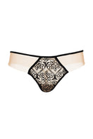 Black Ellipse Whispers thong underwear from Ellipse Lingerie, showcasing smooth fabric and delicate design on a neutral background.