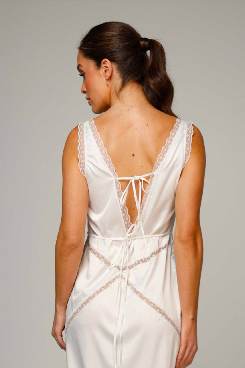 white slip dress lingerie Ellipse Lingerie Ellipse RETURN LONG SLIP DRESS IN White