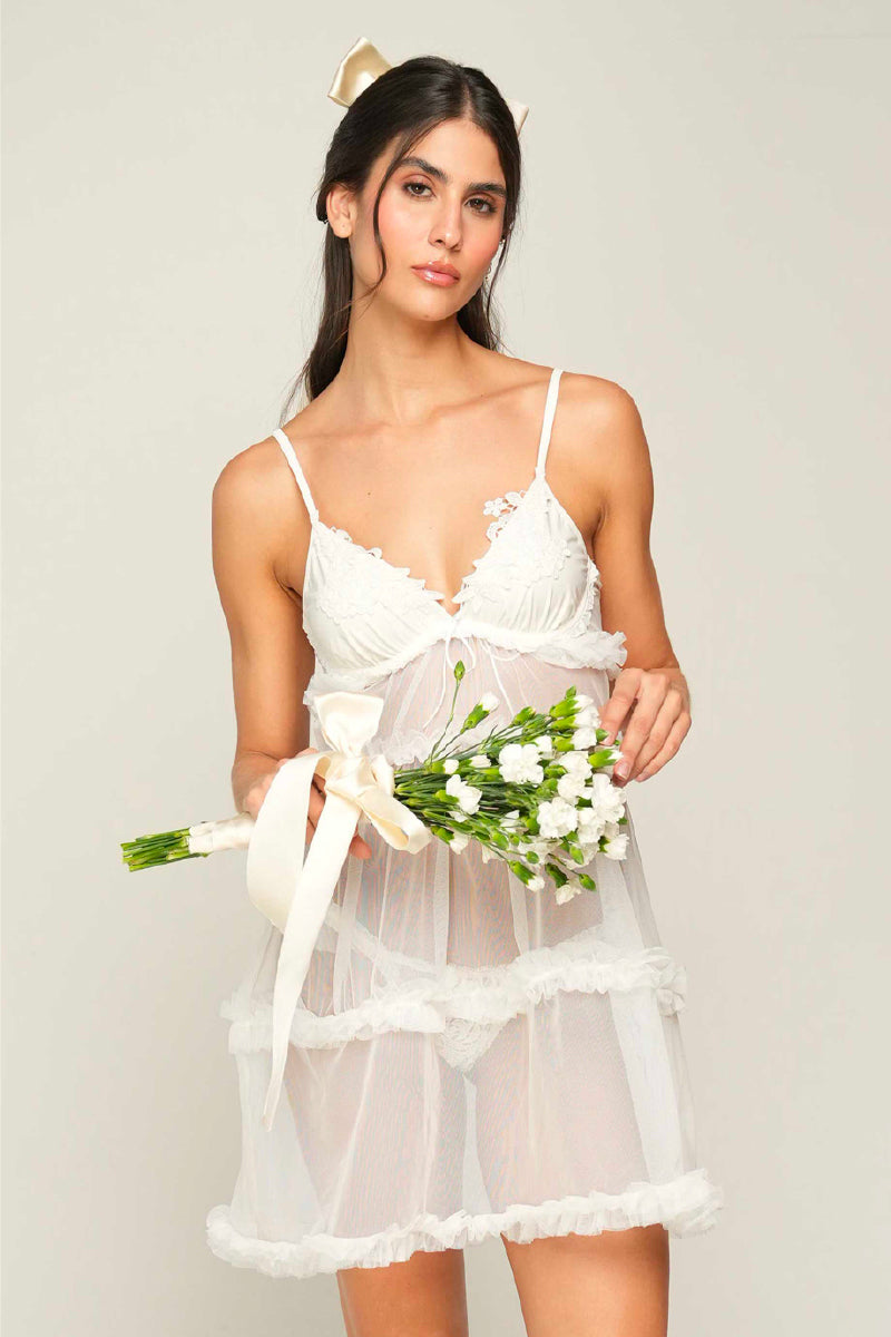 ELLIPSE BRIDAL BABYDOLL IN WHITE