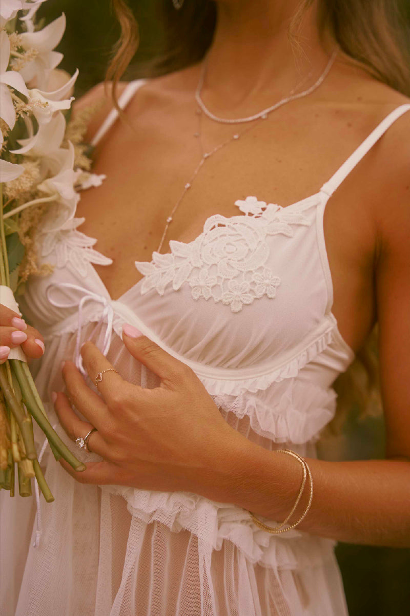 lace babydoll wedding dress Lace Babydoll Wedding Dress: Short Bridal Gown With Deep V-neck